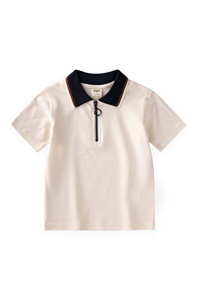 Cigit Polo Yaka T-Shirt 2-10 Yaş Ekru