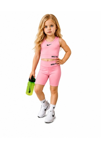 MOM Kız Çocuk Sporcu Takımı Crop Üst Şortlu İkili Takım