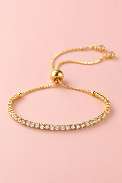 TREND COLLECTİON Gold Color Waterway Stone Adjustable Women's Bracelet