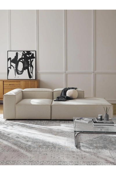 S Home Design Concept Frida Mini Dinlenme Puf Kanepe Köşe, Sağ Köşe, Keten Kı...
