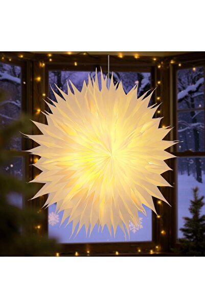 OEM 3D Paper Star Light with Timer Battery 60cm for Window Decoration – White