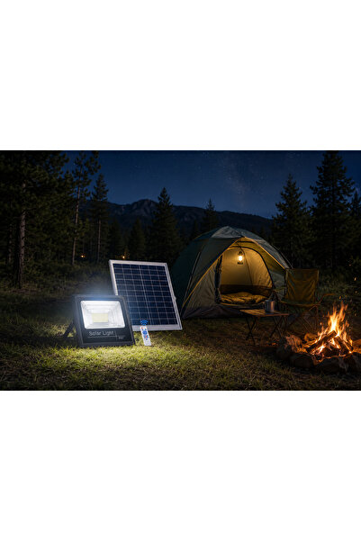 kialed 200W Solar LED Projektör Güneş Enerjili Dış Mekan Aydınlatma Kumandalı...