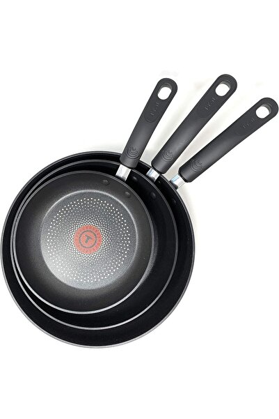 T-fal Elite Ceramic Non-Stick Fry Pan Set, 3 Piece, Thermo-Spot, 8, 9.75 & 11.25 Inch, Aluminum - Black