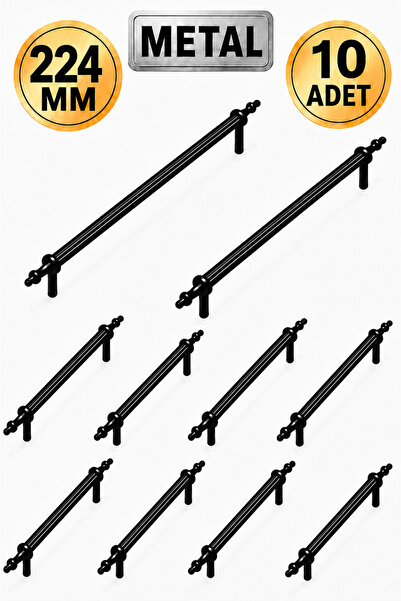 Regisan 224 MM METAL SİYAH BORU KULP DOLAP KULPU 10 ADET