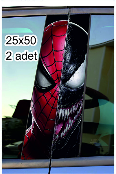 ESLEM Car Door Post Covering Foil Spiderman Patterned Auto Sticker Right Left...