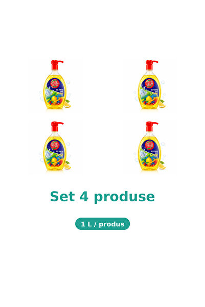 Super wash Bax 4 Pachete Detergent pentru vase Super Wash, Lamaie, 1 L, conce...