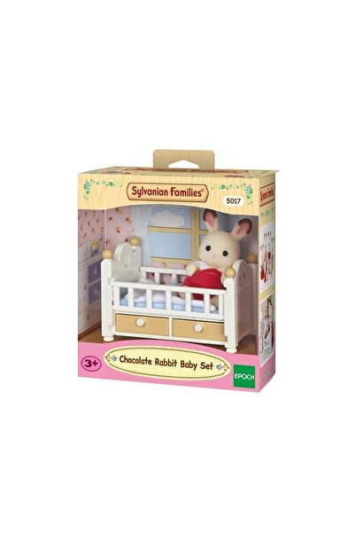 WOWMOMKIDS 5017 Sylvanian Families, Chocolate Eared Rabbit Baby and Bed, Age +3