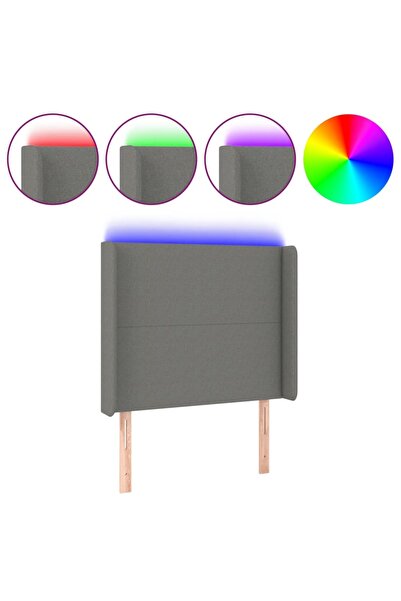 vidaxl Tăblie de pat cu LED, gri închis, 83x16x118/128 cm, textil