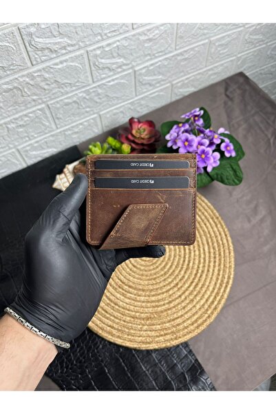 WAKHA Genuine Leather Magnetic Minimal Card Holder Wallet Handmade Premium Cr...