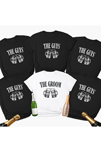 SUNFREE Men's Special Bachelor Party Special Printed 6-Pack Oversize Basic Ts...