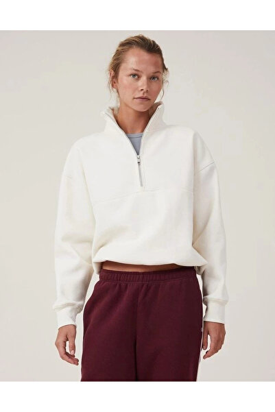 Beruflic Oversize Half Zipper Collar Basic Sweatshirt