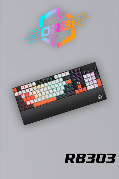 orbi E-Sport Uyumlu Ergonomik Bilek Destekli Türkçe Q Multimedya RGB Blue Swi...