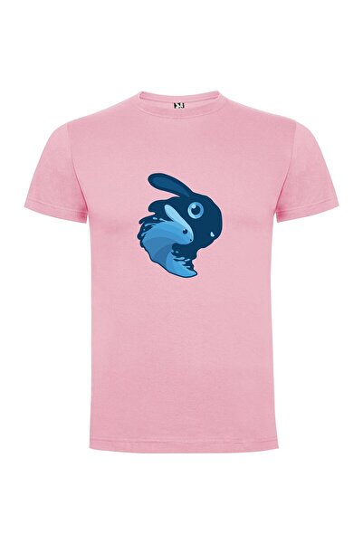 iLovePrints Blue Bunny Mascot Illustration Tshirt