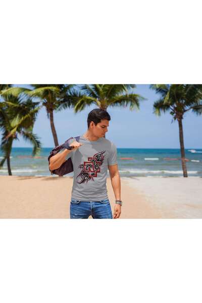 iLovePrints Abstract Tribal Design with Red Geometric Patterns Tshirt