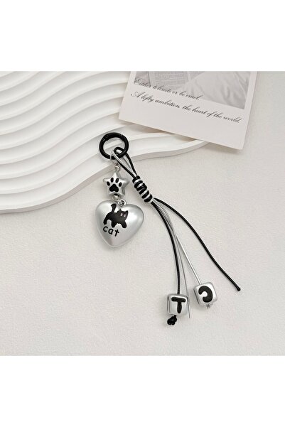 Viranes Star and Heart Figured, Drawstring, Cat Printed Bag Ornament, Keychai...