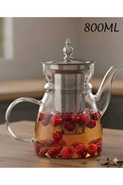 sfs elektrik Ivory Premium Borosilicate Glass Teapot with Herbal Tea Strainer...