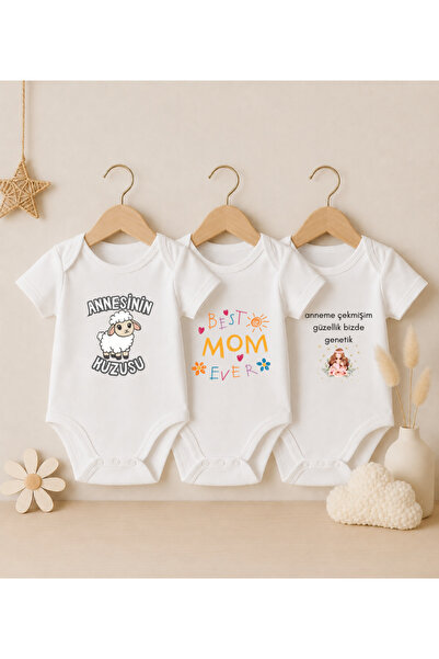 MODAT 100% Cotton Baby Bodysuit - 3-Piece Mother Set - Baby Bodysuit Badi