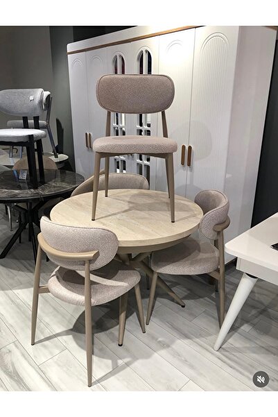 ELEN HOME Elips Yuvarlak Açılır Masa Sandalye Takımı Mdf 100x100