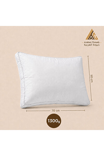 Arabian Threads وسادة فندقية فاخرة 1300 جرام - غطاء قطني، حشوة من الألياف الد...