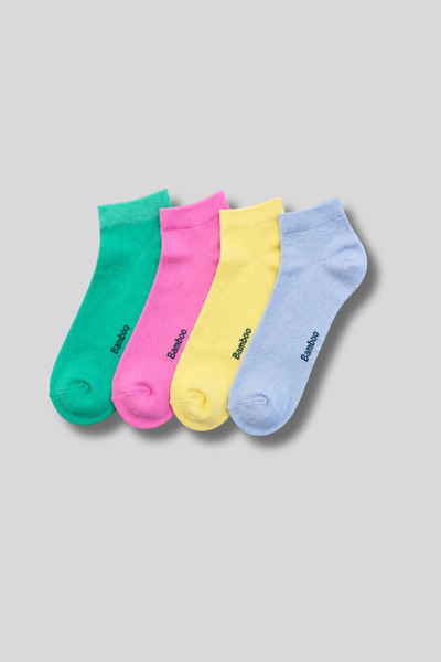 aw adawhite Women's 4-Pack Bamboo Booties Socks Multi-Colored