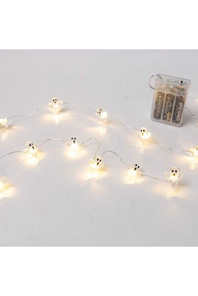 Generic 20 φαντασματάκια με λαμπάκια LED σε σειρά μπαταρίας, 2,20 m, ασημί κα...