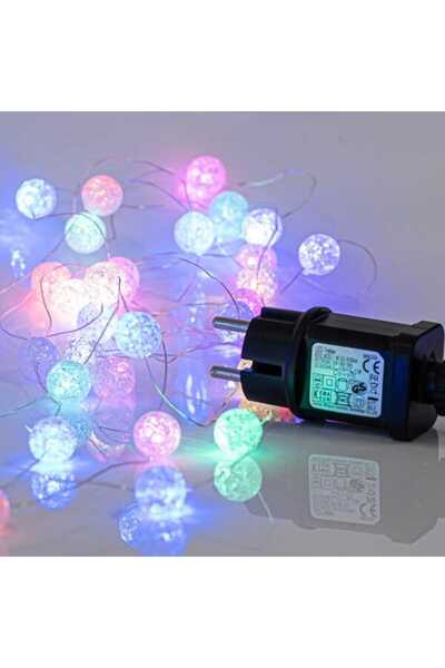 Generic 100 λαμπάκια LED σε σειρά με ακρυλικές μπάλες, 5 m, ασημί καλώδιο χαλ...