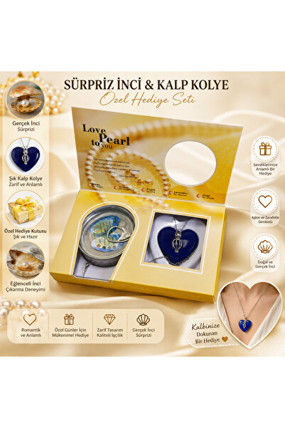 OWLORA sürpriz inci kalp kolye hediye seti