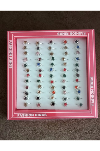 Nurtakı 60Pcs Adjustable Kids Rings with Stones