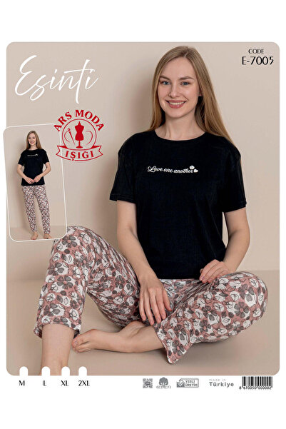 ars moda ışığı Women's Pajama Set Fabric Esinti Color Black