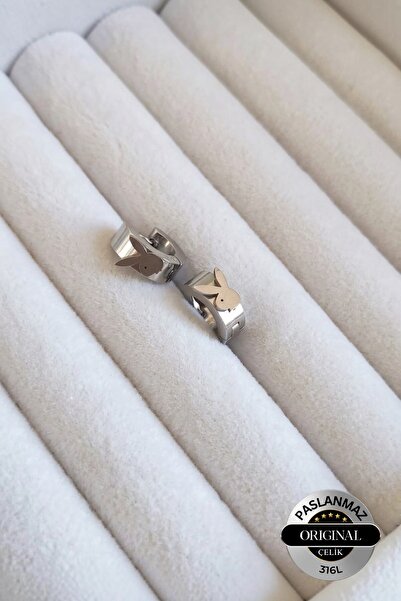Lynare Hole-Shaped Playboy Model Men's Women's Unisex 316L Steel Earrings 2 P...