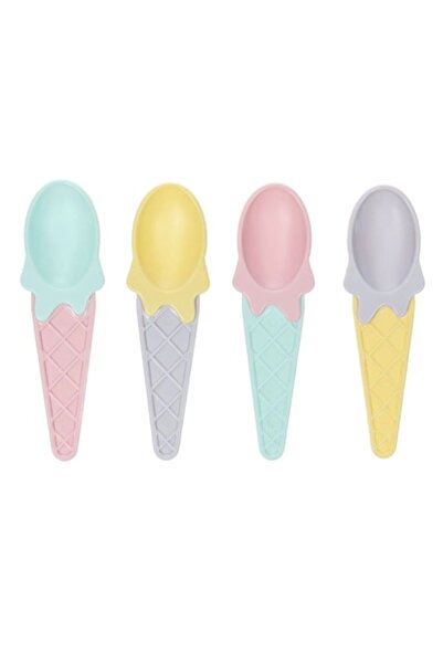 ivokid Lingurițe pentru înghețată, Cornet de plastic, Culori pastel 12x3cm - ...