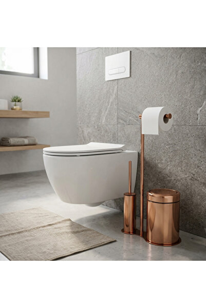 titanium design Lüx Çöp Kovası Kağıtlık ve Fırçalık Seti