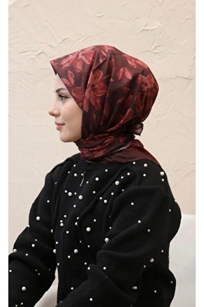 YILDIZ SCARFS Lily Pattern Indian Cotton Scarf - Burgundy