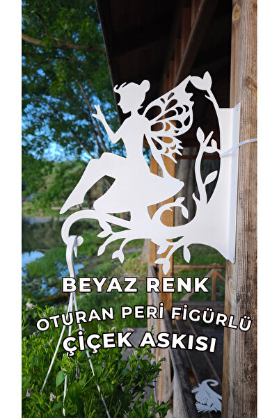 Metalciklerim Metal Saksı Askılığı - Oturan Peri Figürlü Duvar Tipi Dekoratif...