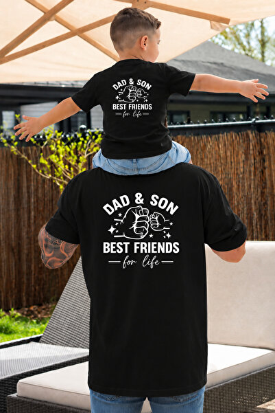 LORVEX Baba-Oğul Konsept Oversize Tişört %100 Pamuklu Baskılı T-Shirt Rahat K...