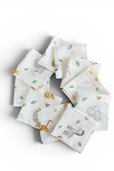 Ponchik 10-Pack Single Layer Checkered 100% Cotton 24 X 24 cm Muslin Baby Mou...