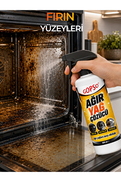 Gopso 3'lü Ağır Yağ Çözücü Sprey 500 ml Airfryer Fırın Izgara Ocak ve Aspiratör Temizleyici