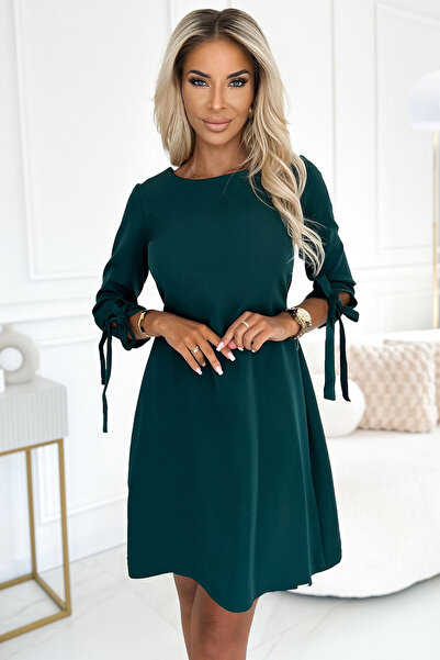 OEM ALICE Rochie trapeză cu fundițe - verde Marimi Mari