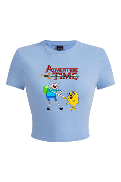 dompulerimoda Adventure Time Fin and Jack Y2K Short Sleeve Crop