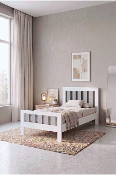 EGN WOODS Modern Beyaz - MDF Karyola - Tek ve Çift Kişilik Yatak Ölçü Seçenekleri - Farklı Renk Alternatifleri Roma