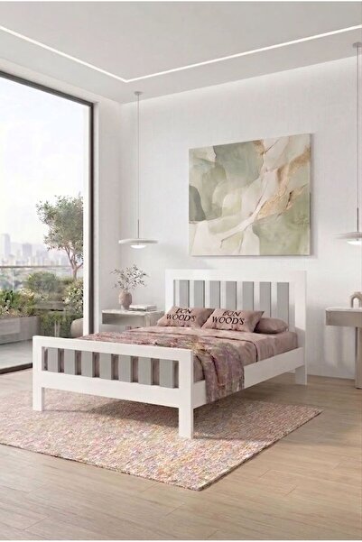 EGN WOODS Modern Beyaz - MDF Karyola - Tek ve Çift Kişilik Yatak Ölçü Seçenek...
