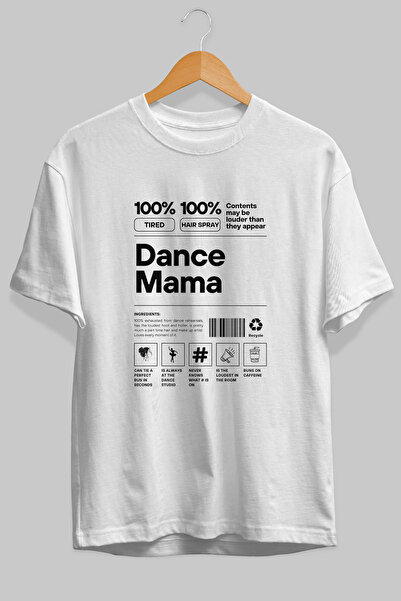 Ankhises Tricou alb cu imprimeu frontal Dance Mama, supradimensionat, 100% bu...