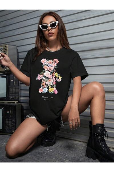 JENOLAN Žene / Devojke Cveta Medved Štampano Oversize kroj T-shirt Ležerni dečko