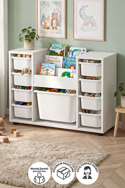 Bofigo 9 Sepetli Dolap Oyuncak Dolabı Çok Amaçlı Dolap Montessori Kitaplıklı ...