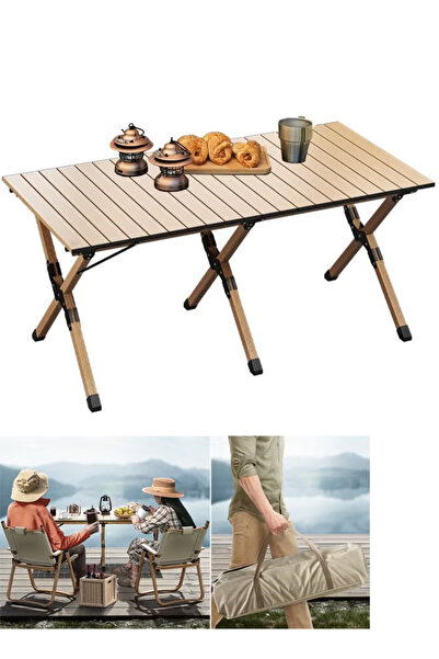 TAPIT Portable Folding Camping Table Outdoor Low Picnic Table Aluminum Roll-u...