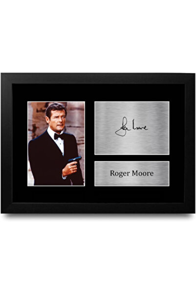 HWC Trading FRAMED Roger Moore Gift Signed A4 Printed Autograph James Bond Gi...