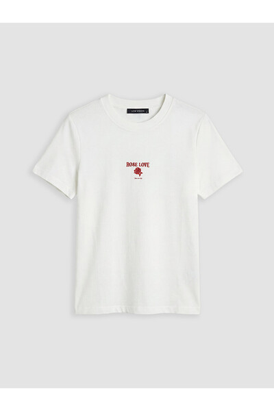 LC Waikiki White Printed Cotton Women's T-Shirt