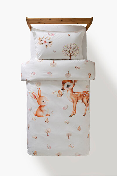 Maya And Luca Bambi and Rabbit Patterned 100% Cotton 160X220 Kids' Single Bed...
