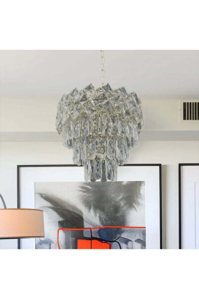 La Cucu Candelabru Cristal WINDSOR Petito 3xE27, Diametru 30cm, Crom Lucios, ...