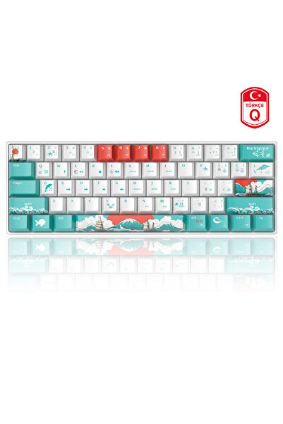 MageGee Star61 Waves %60 Hot-Swap Mekanik Beyaz Gaming Klavye